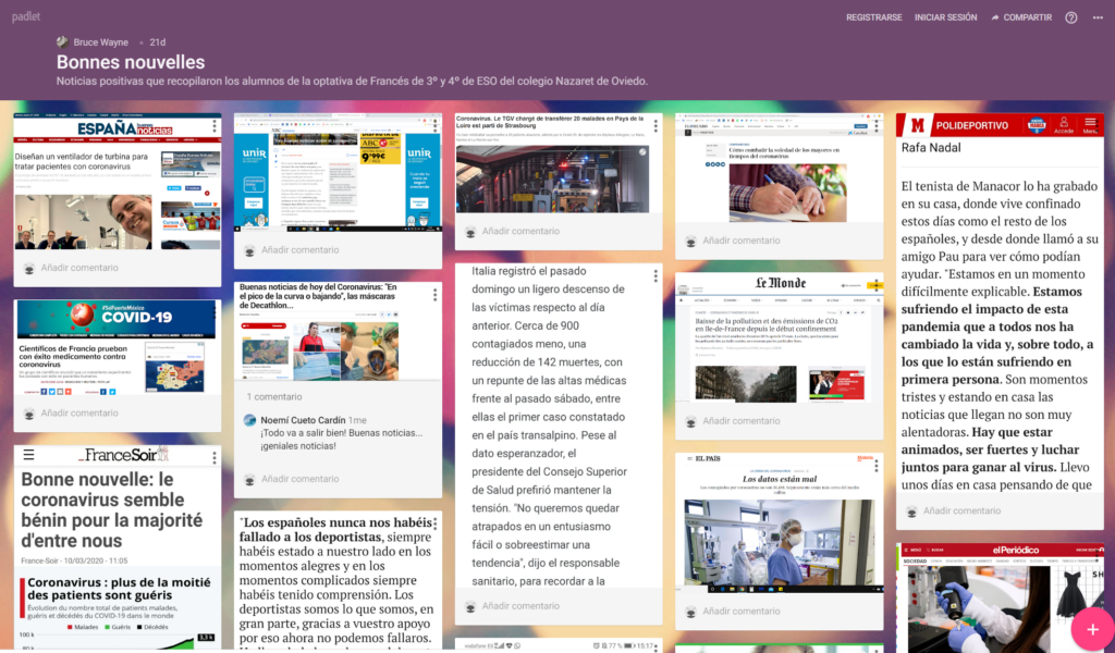 Padlet con trabajos de Francés
